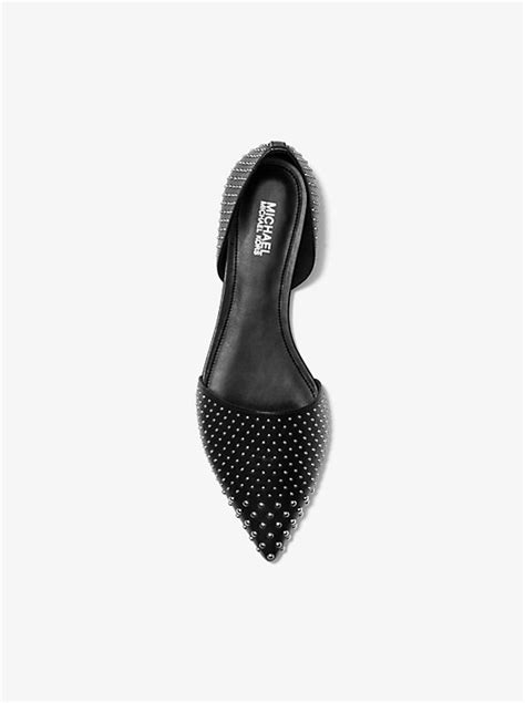 michael michael kors mila studded leather d'orsay flat|Michael Kors Mila d’ Orsay Snake Embossed Flats .